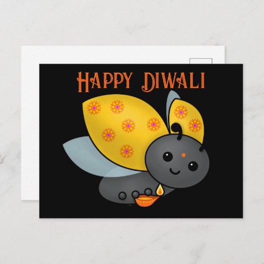 Diwali Ladybug met Deepa Briefkaart (Voorkant / Achterkant)