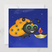 Diwali Ladybug met Dipa op een Sterrennacht Kaart (Achterkant)