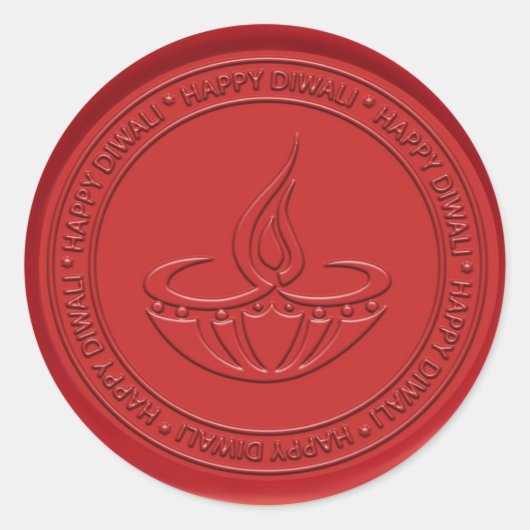 Diwali Lamp teken Wax Seal Ronde Sticker (Voorkant)