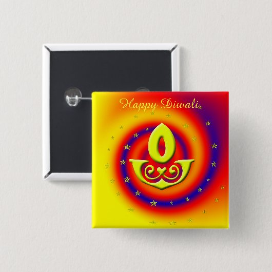 Diwali Lamp Vierkante Button 5,1 Cm (Voorkant /achterkant)