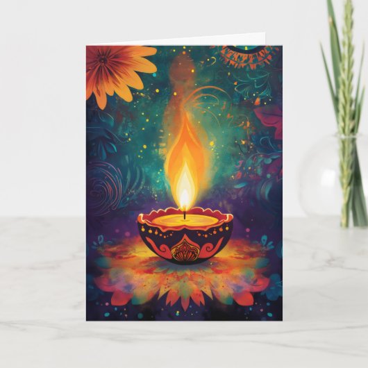 Diwali Light Lamp Sierlamp Feestdagen Kaart (Voorkant)
