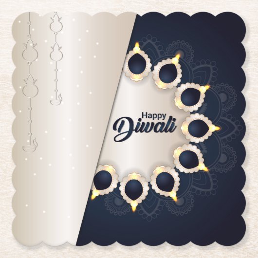 Diwali met Diya Kartonnen Onderzetters (Voorkant)