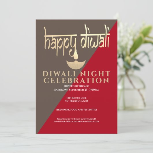 Diwali Nacht Lichtfeest Kaart (Staand voorkant)