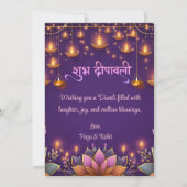 Diwali Paarse Gouden Bloemen Lichtlampen Kaart (Voorkant)