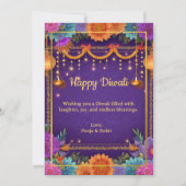 Diwali Paarse Gouden Diwali Lampen Lichtillustrati Kaart (Voorkant)