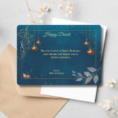 Diwali Paarse Gouden Lamp Diyas Groet Feestdagenkaart