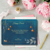 Diwali Paarse Gouden Lamp Diyas Groet Feestdagenkaart