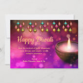 Diwali Paarse gouden mandala lamp groet Feestdagenkaart (Voorkant)