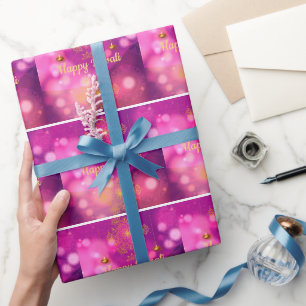 Diwali Paarse gouden mandala lampen Cadeaupapier