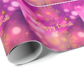 Diwali Paarse gouden mandala lampen Cadeaupapier (Rol Hoek)