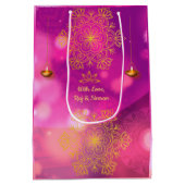 Diwali Paarse gouden mandala lampen Medium Cadeauzakje (Achterkant)