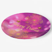 Diwali Paarse gouden mandala lampen Papieren Bordje (Gekanteld)