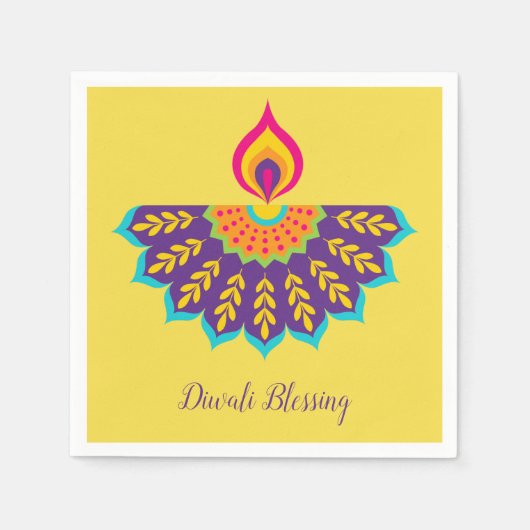 Diwali Paper Napkin met Mandala - Aangepaste kleur Servet (Voorkant)