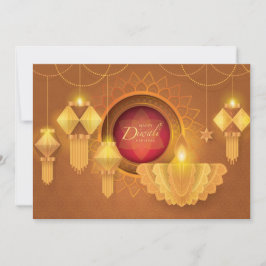 Diwali Papercut Deepa & Lantaarns, goud Kaart