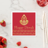 Diwali Papier Servet Goud Diya Indiaans Patroon (Insitu)