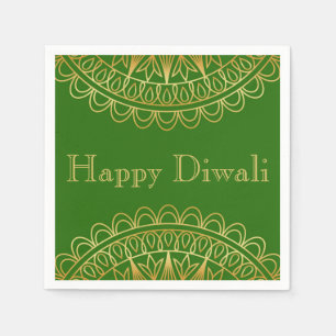 Diwali Papieren servet in Fuschia & Gold Mandala