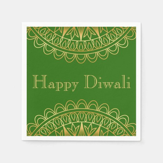 Diwali Papieren servet in Fuschia & Gold Mandala (Voorkant)