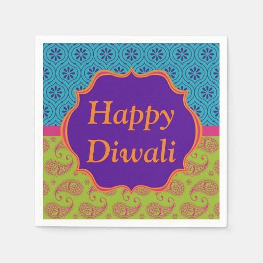 Diwali Papieren servet in kleurrijk Indiaas patroo (Voorkant)
