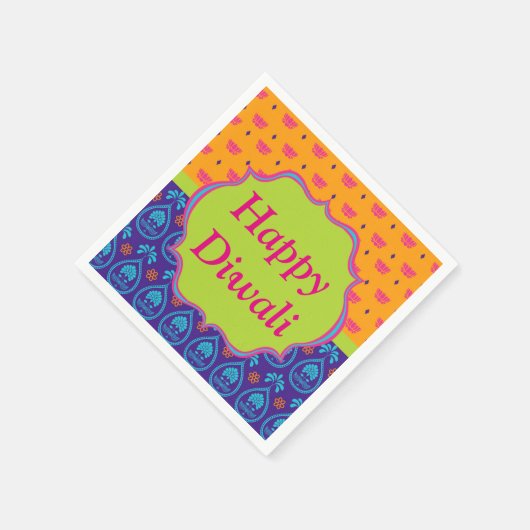 Diwali Papieren servet in kleurrijk Indiaas patroo (Hoek)