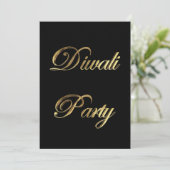 Diwali Party Invitation Elegant Black and Gold Kaart (Staand voorkant)