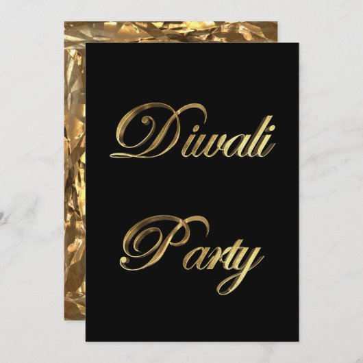 Diwali Party Invitation Elegant Black and Gold Kaart (Voorkant / Achterkant)