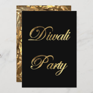 Diwali Party Invitation Elegant Black and Gold Kaart