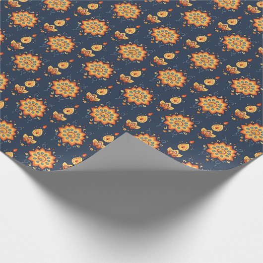 Diwali Radiant Petal Rhythm Cadeaupapier (Hoek)