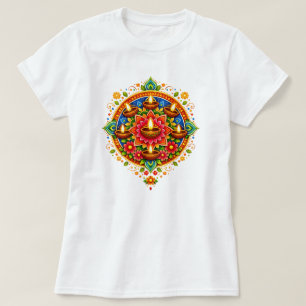 🎆❤️ Diwali Rangoli met Diya T-shirt