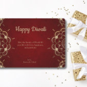 Diwali Red Gold Mandala gepersonaliseerd Feestdagenkaart