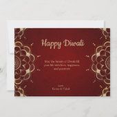 Diwali Red Gold Mandala gepersonaliseerd Feestdagenkaart (Voorkant)