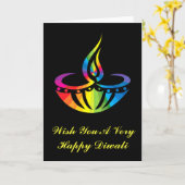 Diwali - Regenbooglamp Kaart (Gele Bloem)