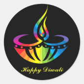 Diwali - Regenbooglamp Ronde Sticker (Voorkant)