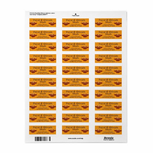 Diwali retouradreslabels etiket (Full Sheet)