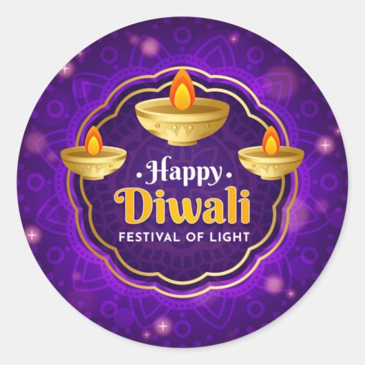 Diwali Ronde Sticker (Voorkant)