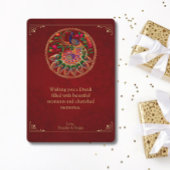 Diwali rood goud kleurrijke pauw feestdagenkaart