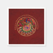 Diwali rood goud kleurrijke pauw gepersonaliseerd servet (Voorkant)