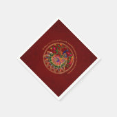 Diwali rood goud kleurrijke pauw gepersonaliseerd servet (Hoek)