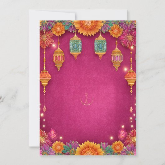 Diwali Roze Feestelijke Bloem Lamp Lights Groet Kaart (Achterkant)