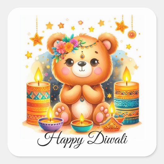 Diwali-sfeer Vierkante Sticker (Voorkant)