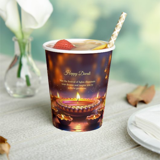 Diwali Sinaasappel Bruin Gouden Lamp Diyas Papieren Bekers (Insitu)