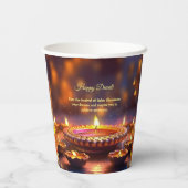 Diwali Sinaasappel Bruin Gouden Lamp Diyas Papieren Bekers (Achterkant)