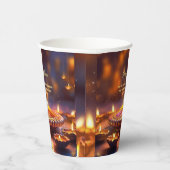 Diwali Sinaasappel Bruin Gouden Lamp Diyas Papieren Bekers (Rechts)