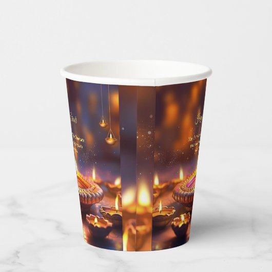 Diwali Sinaasappel Bruin Gouden Lamp Diyas Papieren Bekers (Rechts)