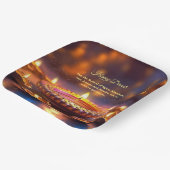 Diwali Sinaasappel Bruin Gouden Lamp Diyas Papieren Bordje (Gebogen)