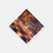 Diwali Sinaasappel Bruin Gouden Lamp Diyas Servet (Hoek)