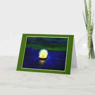 Diwali Single Candle on Green Kaart