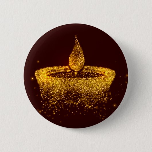 Diwali Sparkle Diya Ronde Button 5,7 Cm (Voorkant)