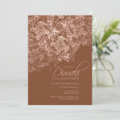Diwali-typografie van roos gouden mandala bruin kaart (Staand voorkant)