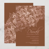 Diwali-typografie van roos gouden mandala bruin kaart (Voorkant / Achterkant)