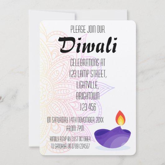 Diwali uitnodiging (Achterkant)